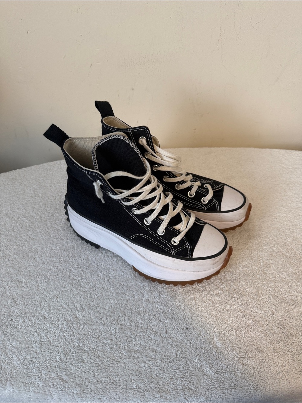 Black High-Top Platform Sneakers with White Sole